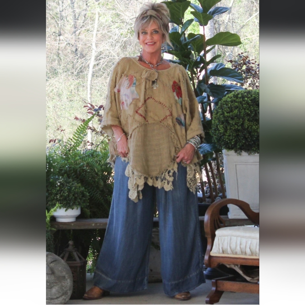 1 LEFT✨SALE THRU 6/7✨💎Jaded Gypsy Sun Drift Pant Wide-Leg Denim Pant in Chambray